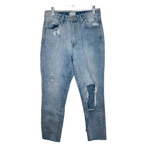 SUPERDOWN High Rise Distressed Straight Jeans Size 28 Light Wash Revolve